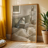 Additional product view of English Budgerigar Reading in Bed Poster.