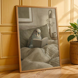 Additional product presentation of English Budgerigar Reading in Bed Poster.
