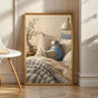 Product view of Cobalt Blue Budgerigar Reading in Bed Poster.