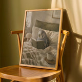 Product detail view of Grey Budgerigar Reading in Bed Poster.