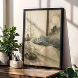 Product gallery view of Sky Blue Budgerigar Reading in Bed Poster.