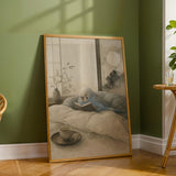 Additional product detail of Sky Blue Budgerigar Reading in Bed Poster.