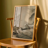 Product detail view of English Budgerigar Reading in Bed Poster.