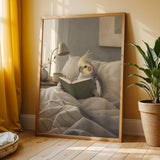 Additional product view of Cockatiel Reading in Bed Poster.