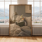 Alternate gallery view of Cockatiel Reading in Bed Poster.