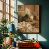 Alternate product view of Silver Budgerigar Reading in Bed Poster.