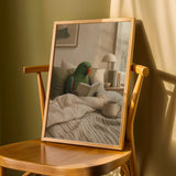 Product detail view of Silver Budgerigar Reading in Bed Poster.