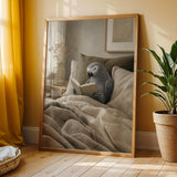 Additional product view of African Grey Parrot Reading in Bed Poster.