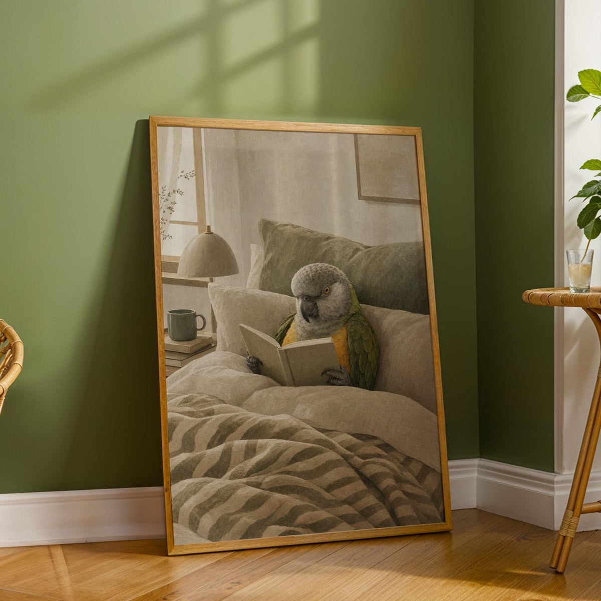 Additional product detail of Senegal Parrot Reading in Bed Poster.