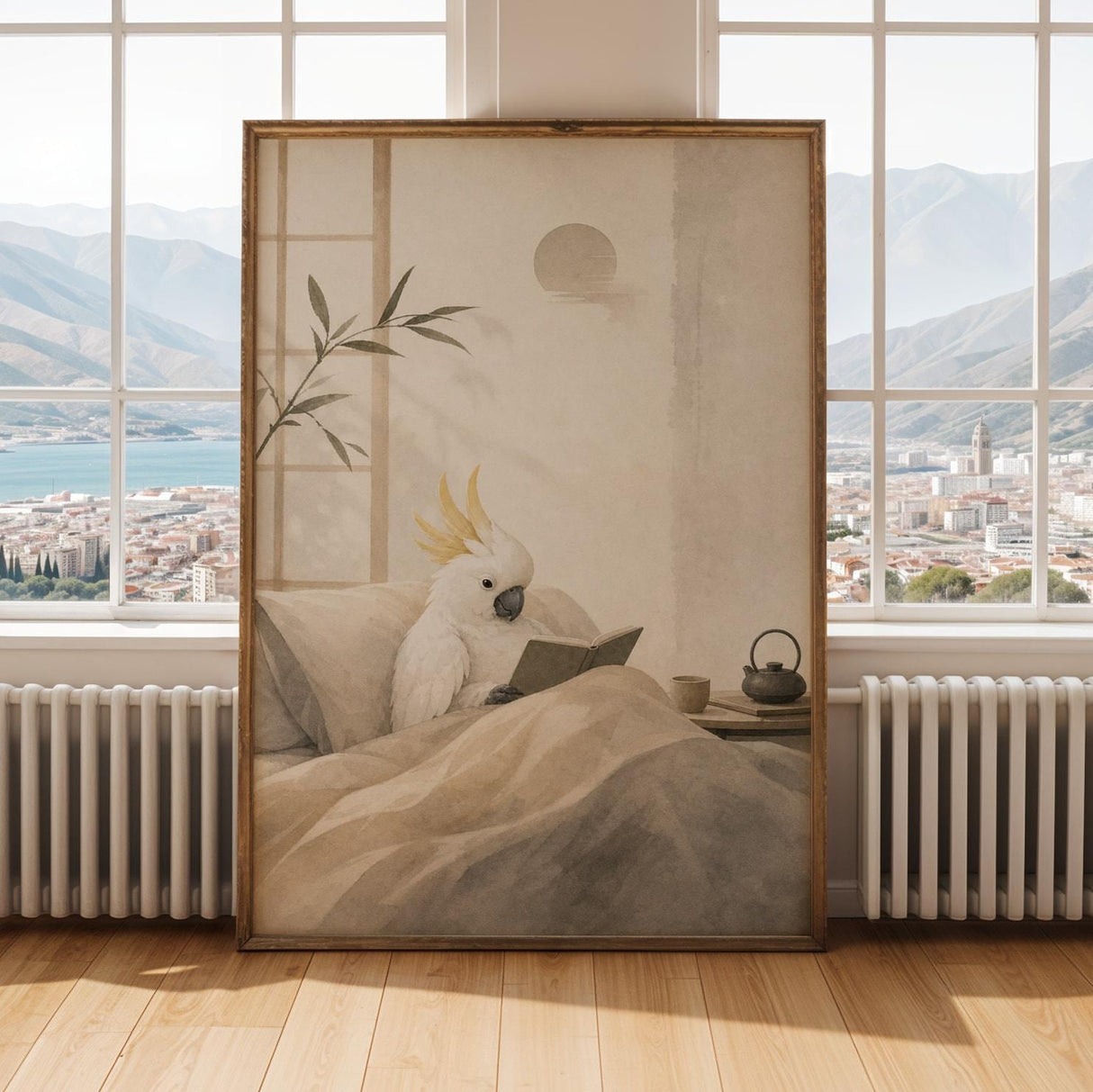 Alternate gallery view of White Cockatoo Reading in Bed Poster.