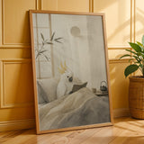 Additional product presentation of White Cockatoo Reading in Bed Poster.