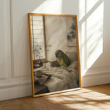 Alternate product presentation of Senegal Parrot Reading in Bed Poster.