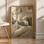 Product view of Pied Cockatiel Reading in Bed Poster.
