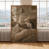 Alternate gallery view of Pied Cockatiel Reading in Bed Poster.