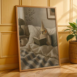 Additional product presentation of Cinnamon Cockatiel Reading in Bed Poster.
