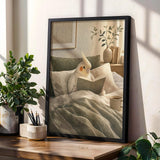 Product gallery view of Pearl Cockatiel Reading in Bed Poster.