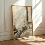 Alternate product presentation of Light Silver Cockatiel Reading in Bed Poster.