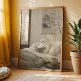 Additional product view of White Gloster Canary Reading in Bed Poster.