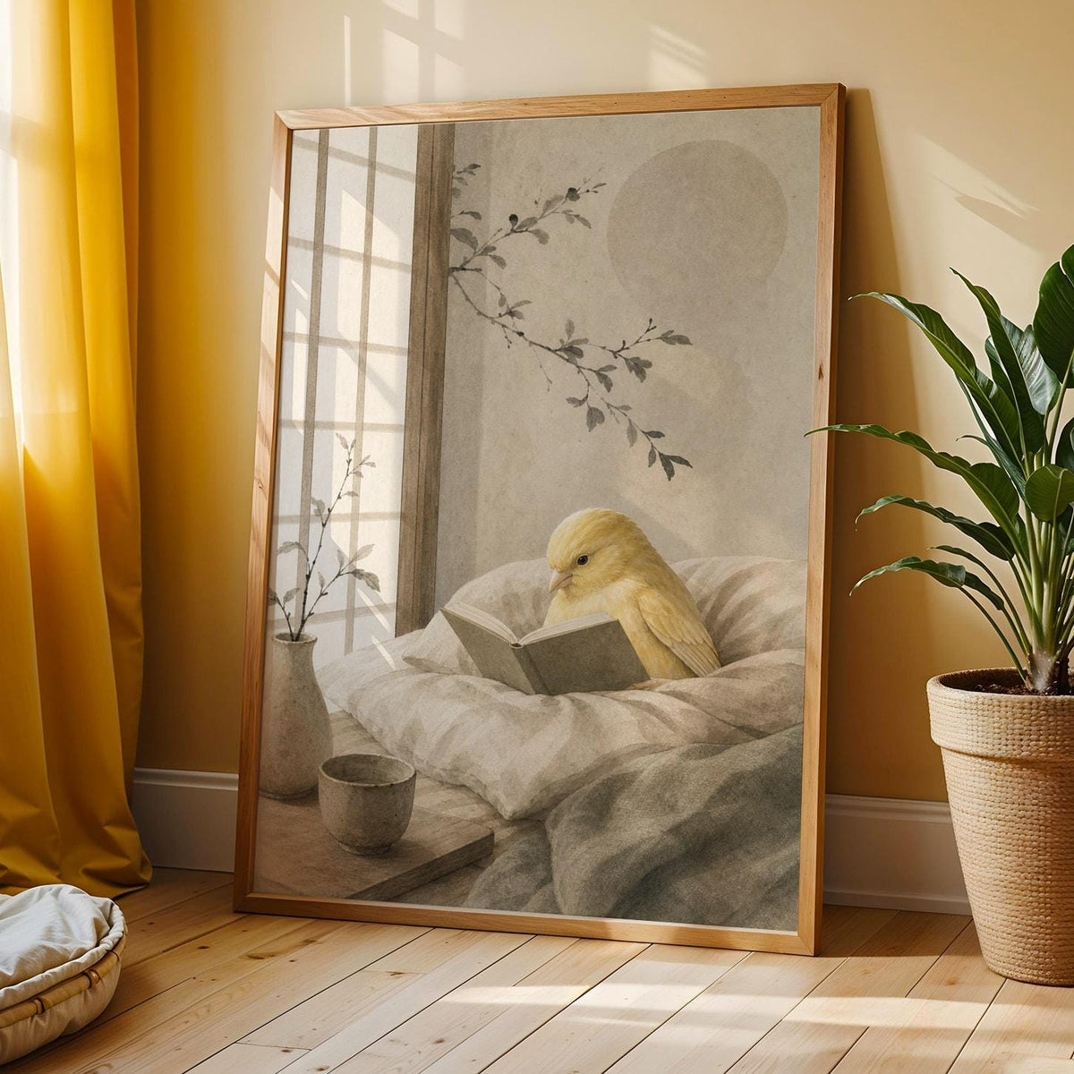 Additional product view of Fife Fancy Canary Reading in Bed Poster.