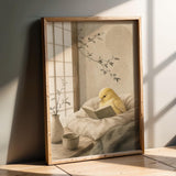 Product presentation view of Fife Fancy Canary Reading in Bed Poster.