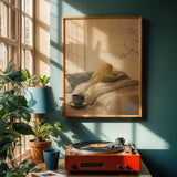 Alternate product view of Roller Canary Reading in Bed Poster.