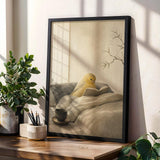 Product gallery view of Roller Canary Reading in Bed Poster.