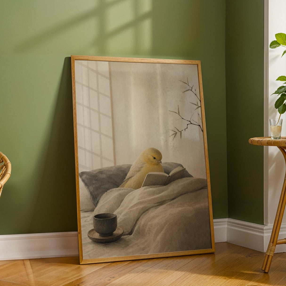 Additional product detail of Roller Canary Reading in Bed Poster.