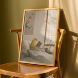 Product detail view of American Singer Canary Reading in Bed Poster.