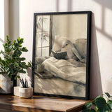 Product gallery view of Silver Lizard Canary Reading in Bed Poster.