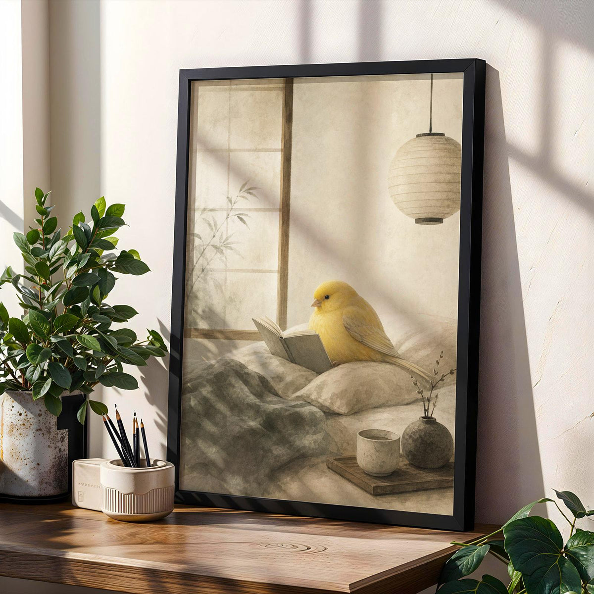 Product gallery view of Gloster Canary Reading in Bed Poster.
