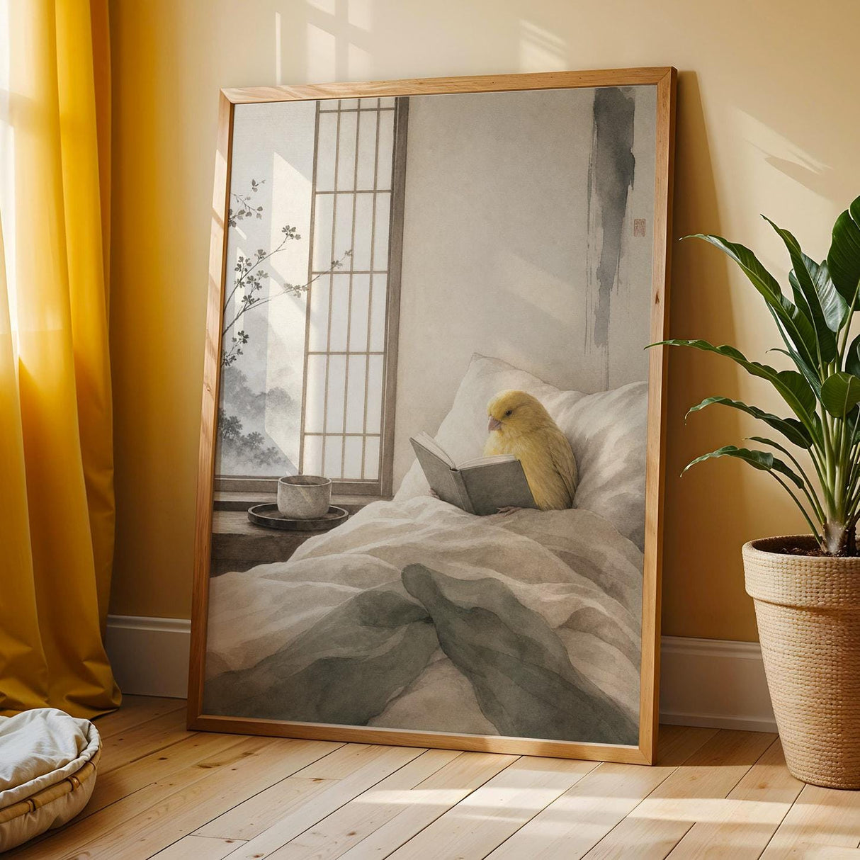 Additional product view of Waterslager Canary Reading in Bed Poster.