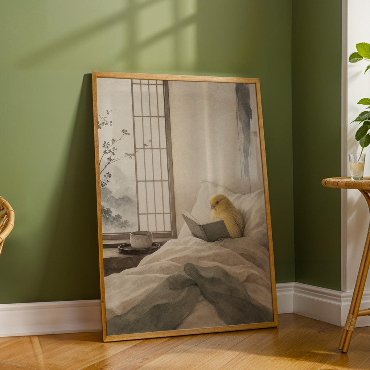 Additional product detail of Waterslager Canary Reading in Bed Poster.