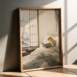 Product presentation view of Waterslager Canary Reading in Bed Poster.