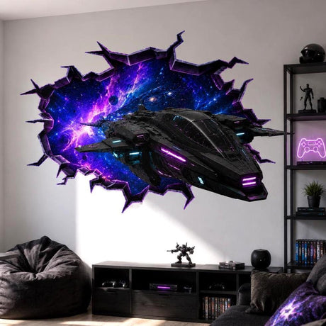 Product view of Spaceship Wall Vinyl Decal.
