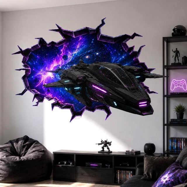 Product view of Spaceship Wall Vinyl Decal.
