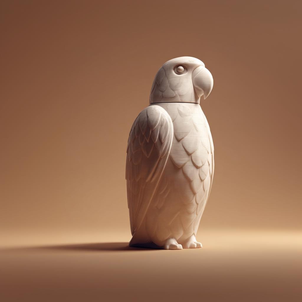 Product gallery view of 3D Printed Detailed Parrot Memorial Urn.