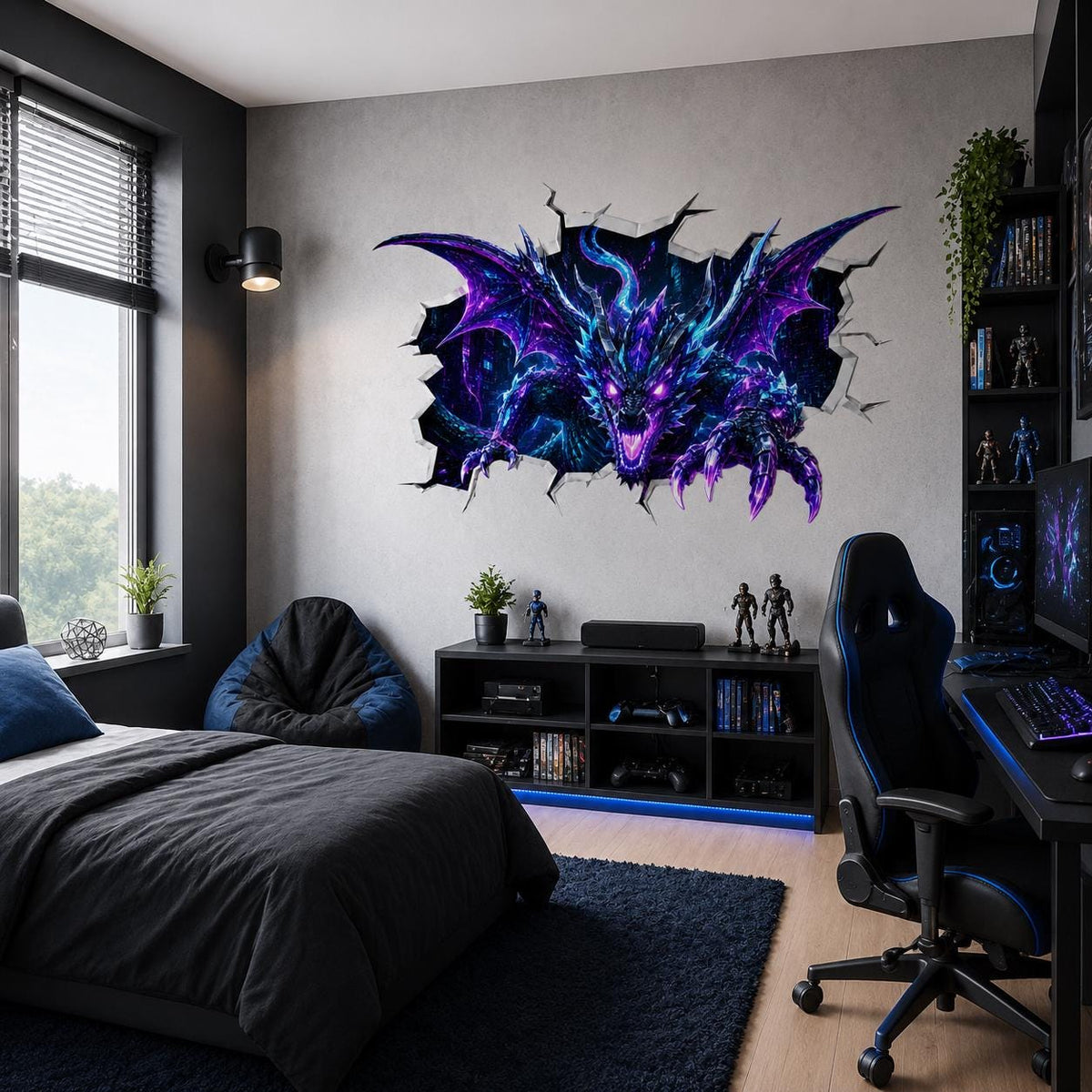 Product gallery view of Neon Dragon Wall Decal.