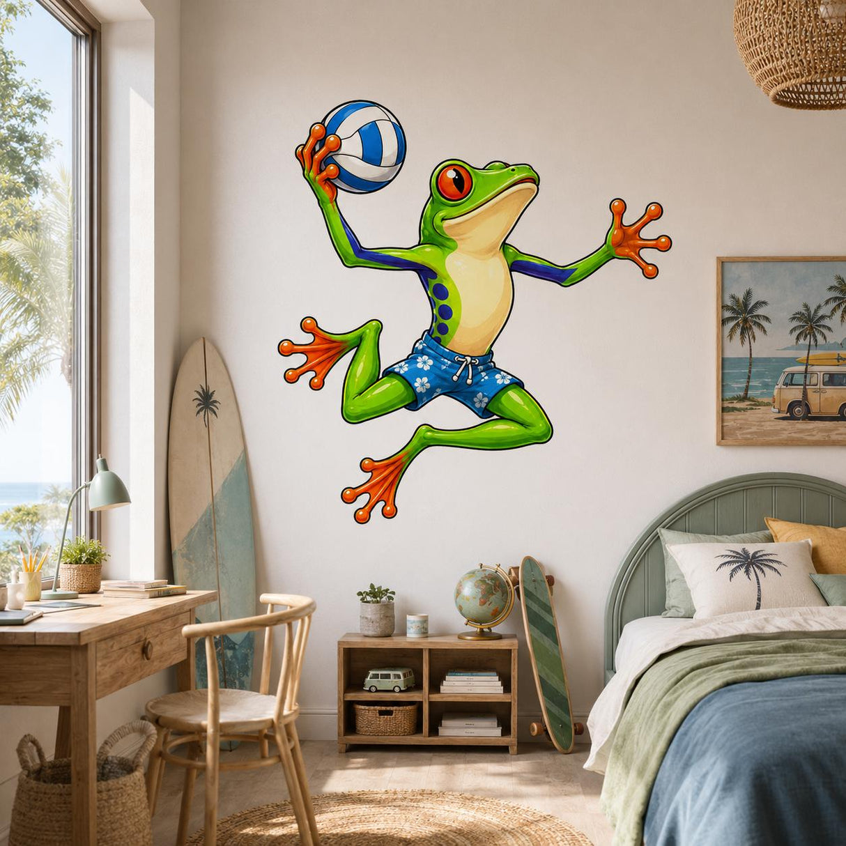 Additional product view of Weird Volleyball Frog Wall Vinyl Decal.
