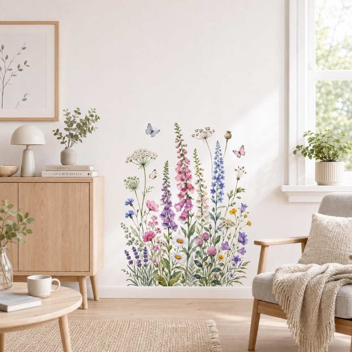 Product view of Watercolor Wildflower Meadow Wall Vinyl Decal.