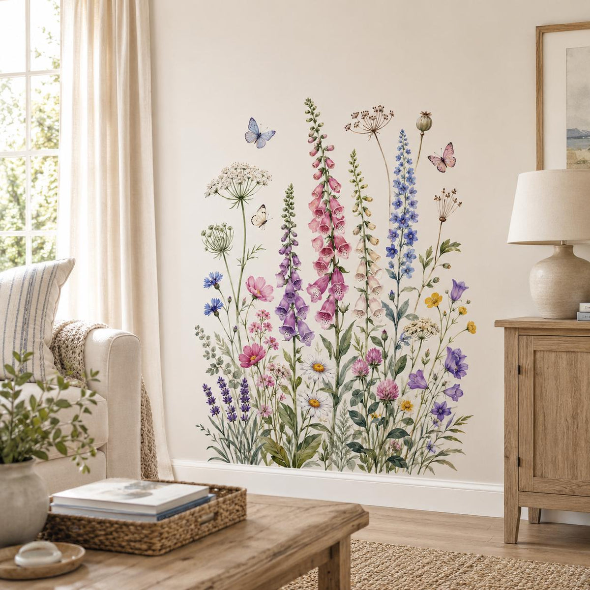 Additional product view of Watercolor Wildflower Meadow Wall Vinyl Decal.