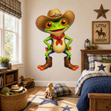 Weird Cowboy Frog Wall Vinyl Decal | Funny Western Frog Sticker | Cute Rodeo Animal Wall Art | Kids Room Nursery Ranch Decor