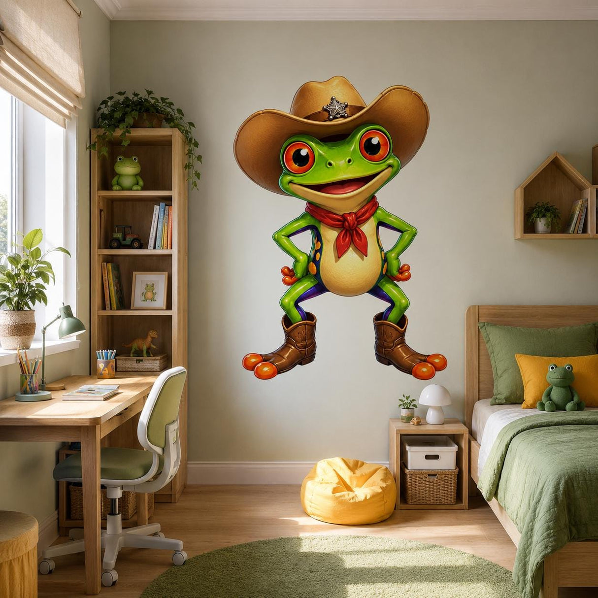 Product detail view of Weird Cowboy Frog Wall Vinyl Decal.