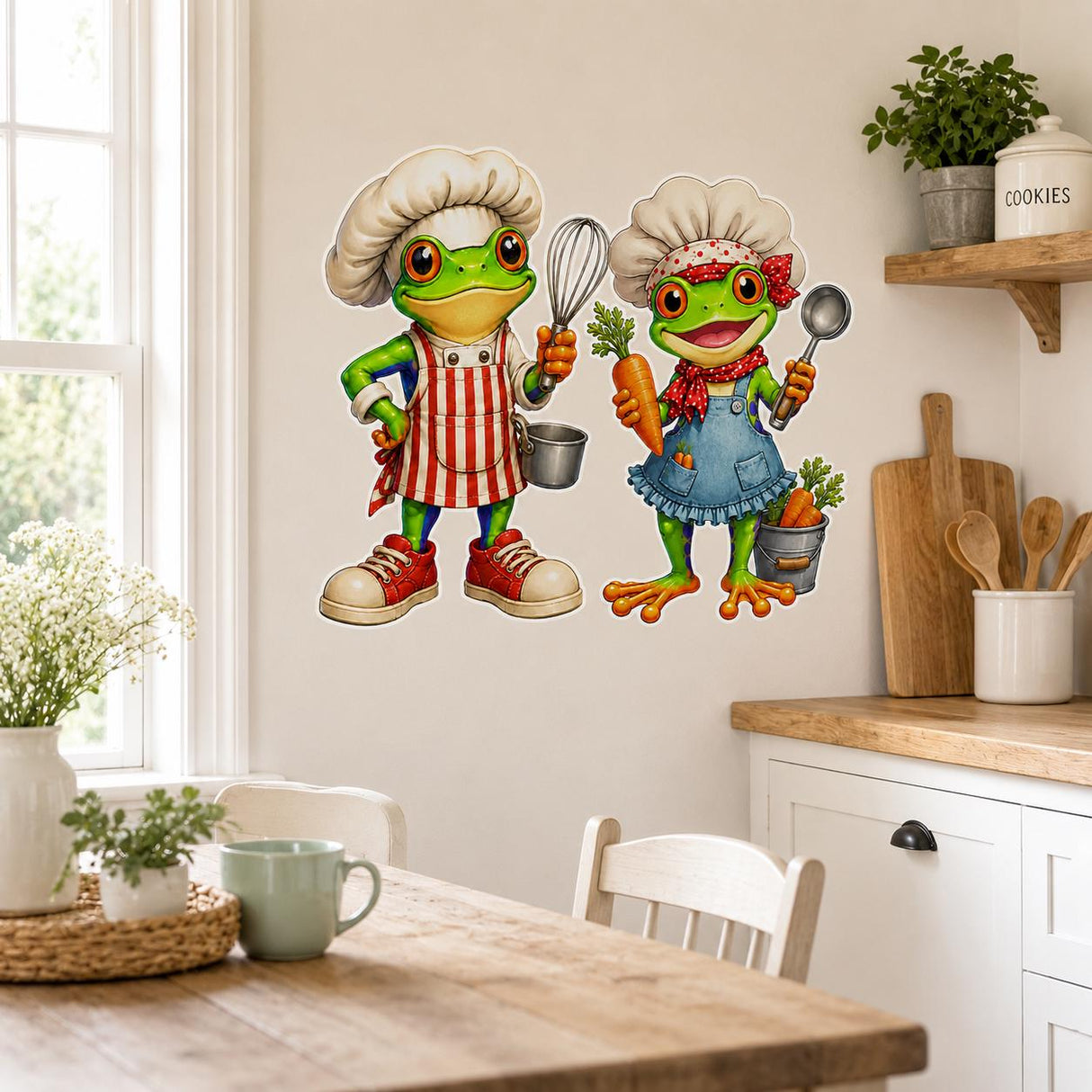 Alternate product view of Weird Chef Frogs Wall Vinyl Decal.