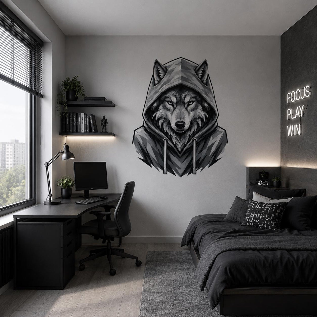 Product gallery view 14 of Wolf in Hoodie Wall Vinyl Decal.