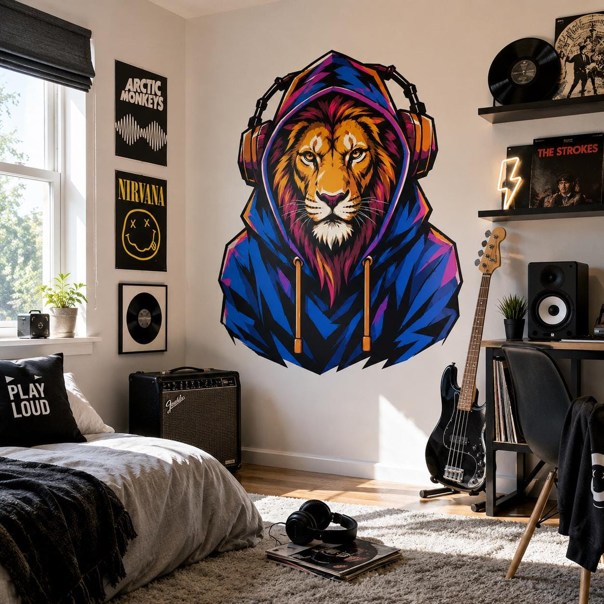 Additional product view of Lion in Hoodie Wall Vinyl Decal.