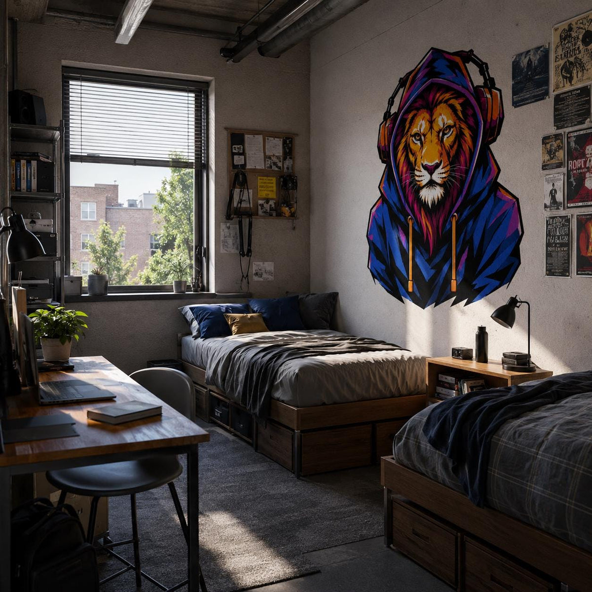 Additional product detail of Lion in Hoodie Wall Vinyl Decal.