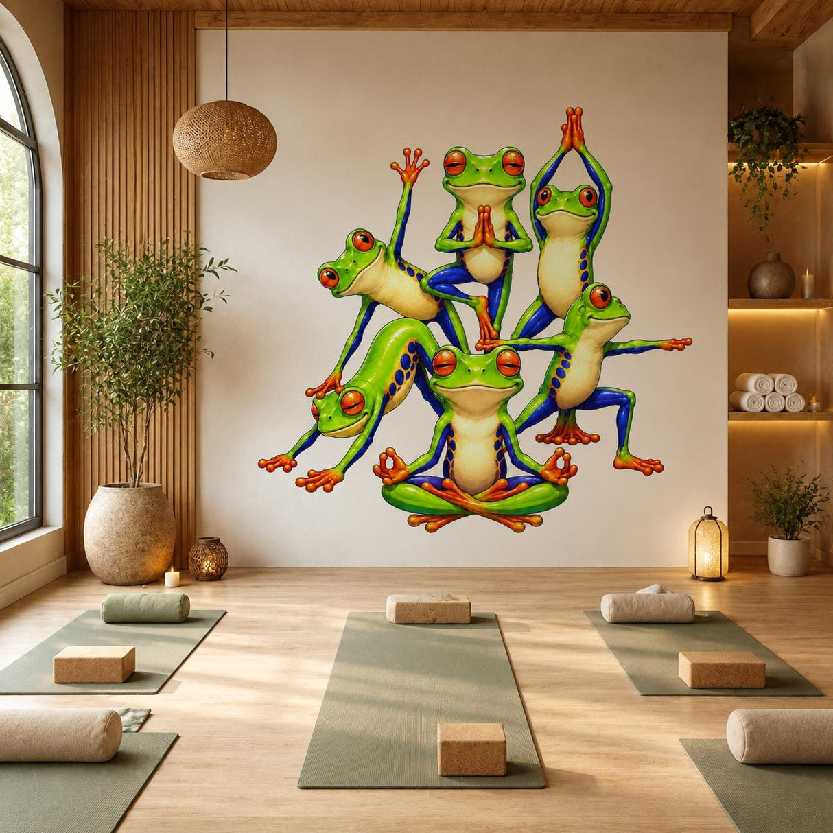 Additional product detail of Weird Yoga Frogs Wall Vinyl Decal.