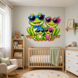 Weird Frog Family Wall Vinyl Decal | Cute Sunglasses Frogs Sticker | Kids Room Nursery Wall Art | Funny Animal Decor