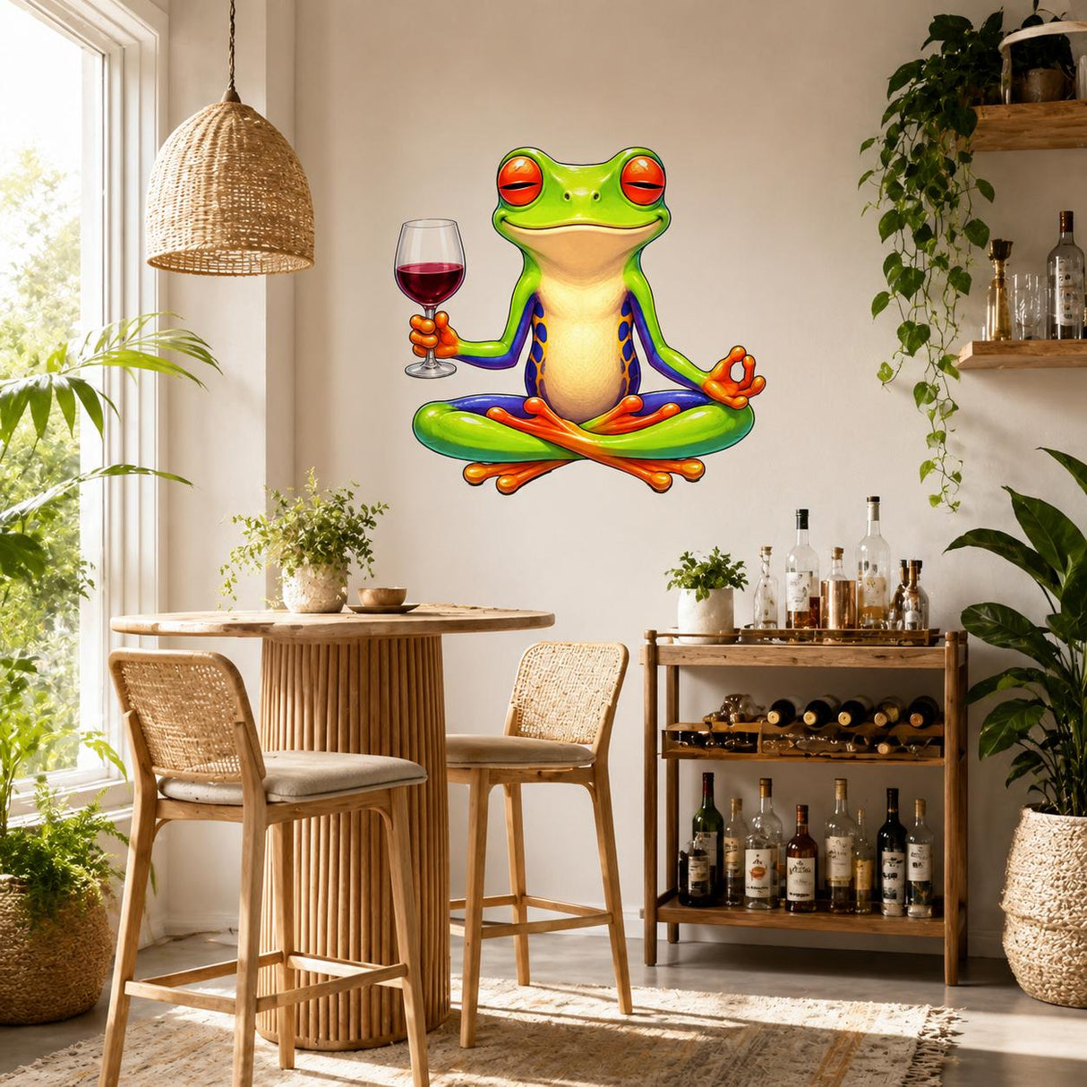 Product presentation view of Weird Wine Frog Wall Vinyl Decal.