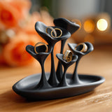 3D printed mushroom jewelry holder with curved ring cups and tray base